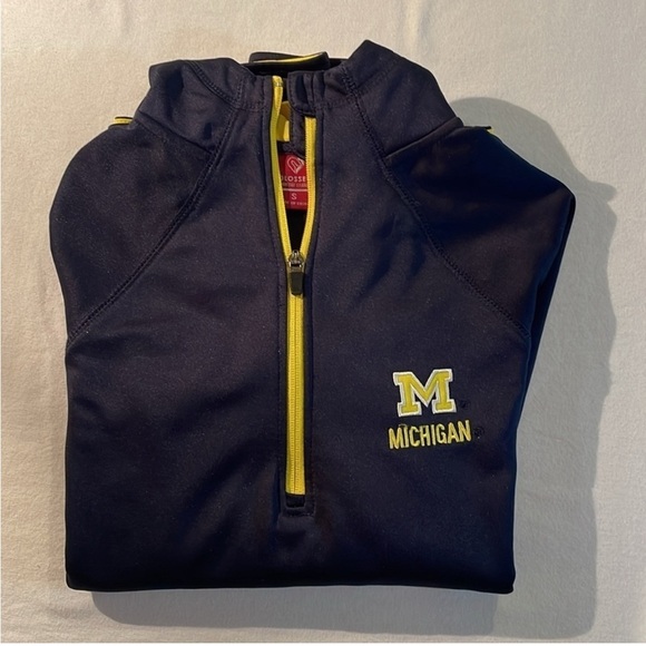 University of Michigan Colosseum Pullover Hoodie Sweater Maize & Blue V-Neck - Picture 14 of 14